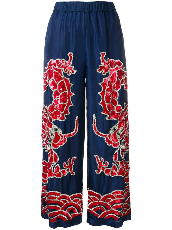 P.a.r.o.s.h. Embroidered Flared Trousers - Blue