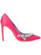 Chiara Ferragni Embellished Pointed Toe Pumps - Pink & Purple