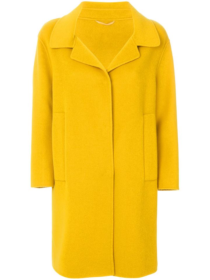 Luisa Cerano - Oversized Pocket Coat - Women - Polyamide/acetate/cashmere/wool - 42, Yellow/orange, Polyamide/acetate/cashmere/wool
