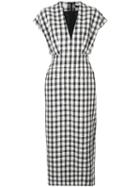 Derek Lam Sleeveless Plaid V-neck Dress With Tapered Skirt - Black