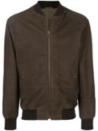 Mr & Mrs Italy Branded Leather Bomber Jacket - Brown
