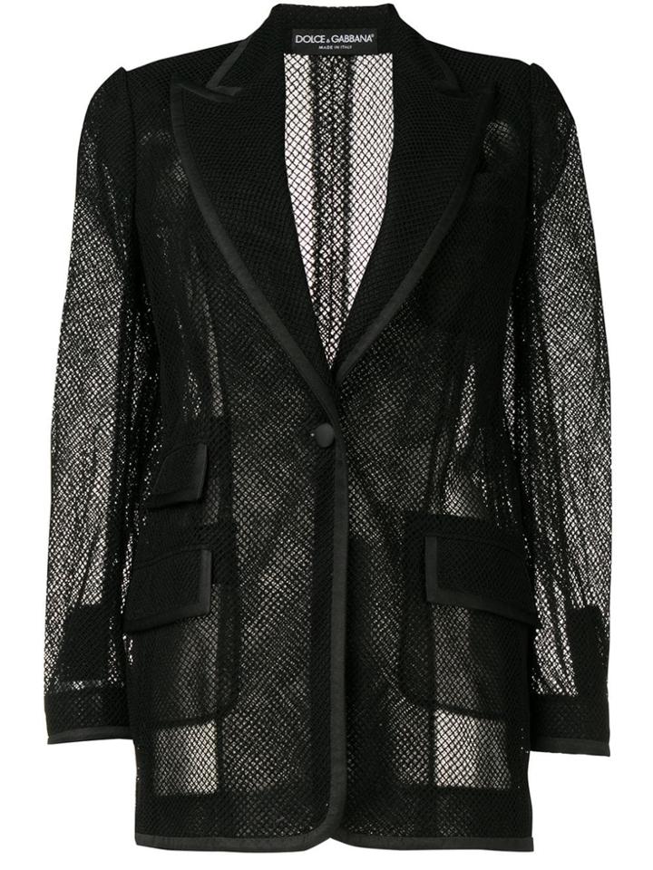 Dolce & Gabbana Mesh Single-breasted Blazer - Black