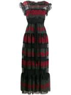 Red Valentino Floral Print Panelled Maxi Dress - Black