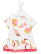 Monnalisa - Ice Cream Dress - Kids - Cotton/spandex/elastane - 6 Mth, White