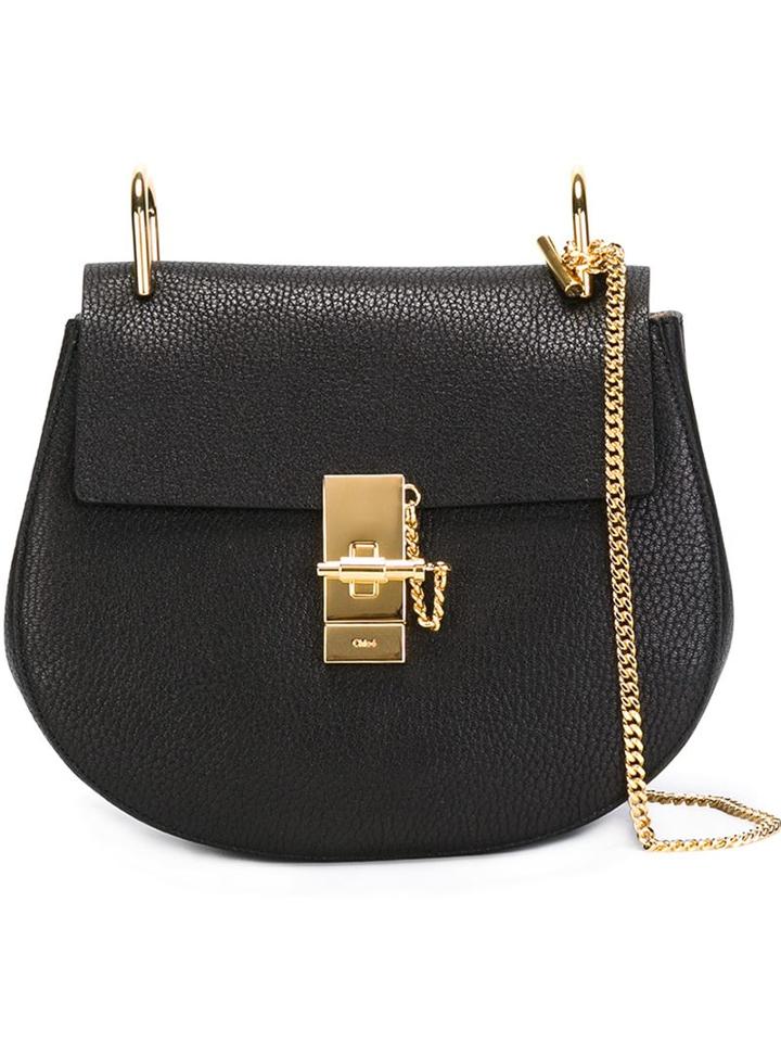 Chloé 'drew' Shoulder Bag, Women's, Black, Lamb Skin/suede/calf Leather