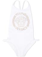 Young Versace - Logo Swimsuit - Kids - Polyamide/spandex/elastane/polyamide-8 - 6 Yrs, Girl's, White