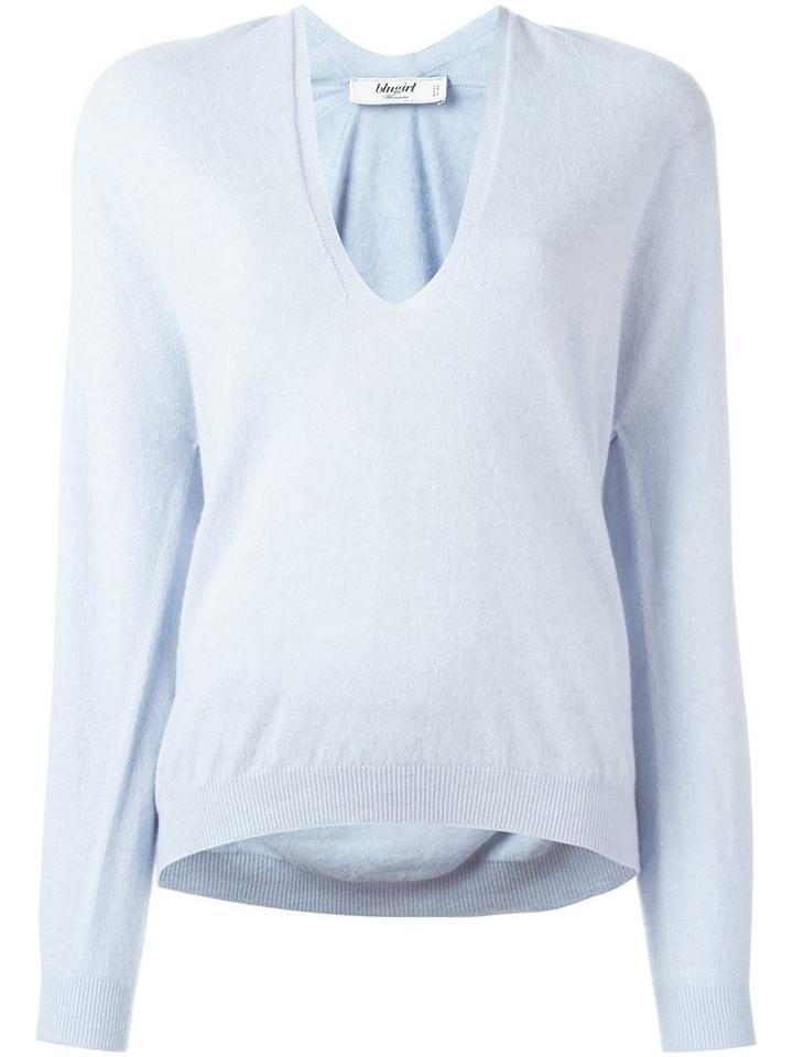 Blugirl V-neck Sweater, Women's, Size: 40, Blue, Polyamide/viscose/cashmere/wool