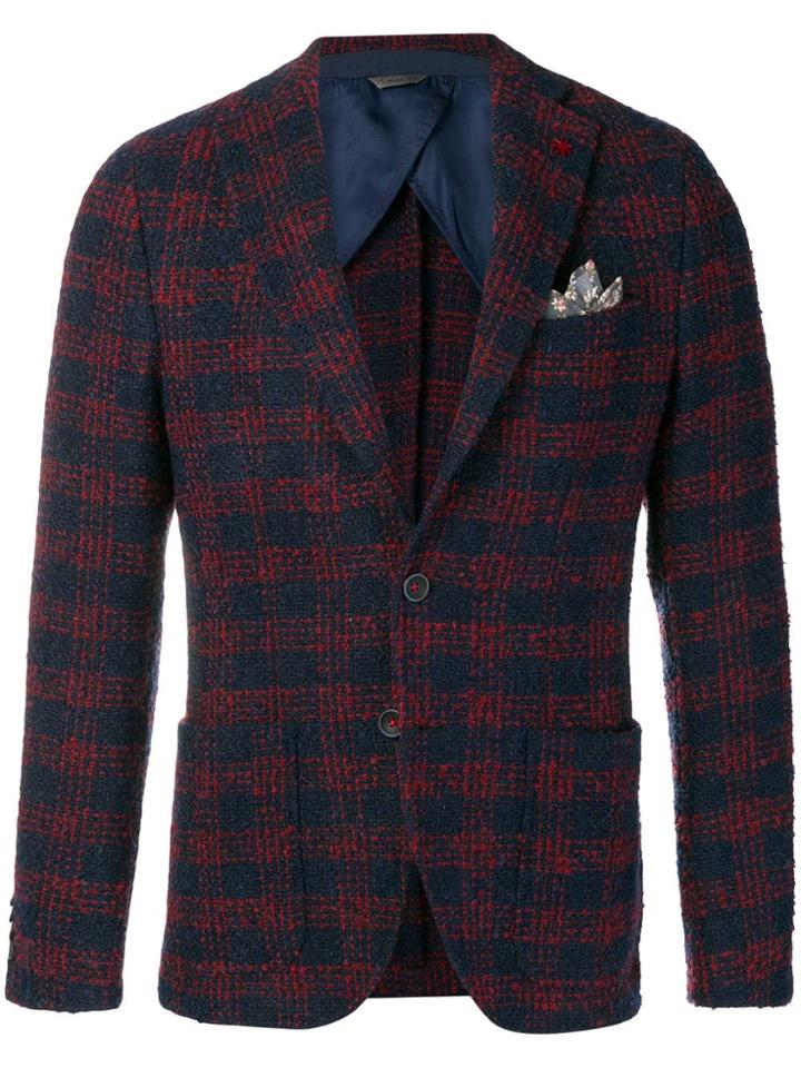 Manuel Ritz Checked Woven Blazer - Blue