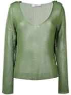 Blugirl - Sheer Knitted Top - Women - Viscose - 42, Green, Viscose