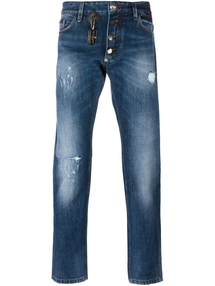 Philipp Plein Straight-leg Jeans, Men's, Size: 30, Blue, Cotton/polyester