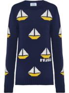 Prada Boat Intarsia Motif Jumper - Blue