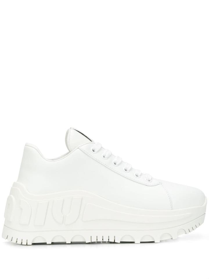 Miu Miu Miu Run Platform Sneakers - White