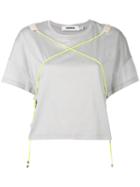 Marios Cross-detail T-shirt, Women's, Size: Medium, Grey, Cotton/polyester