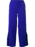 Osman Contrast Trim Side Slit Trousers, Women's, Size: 10, Blue, Wool