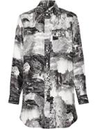 Burberry Dreamscape Print Silk Longline Shirt - Black