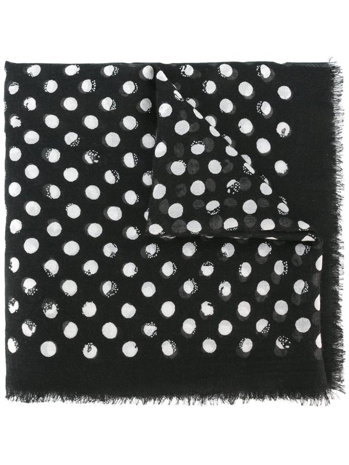 Saint Laurent Large Pois Square Scarf - Black