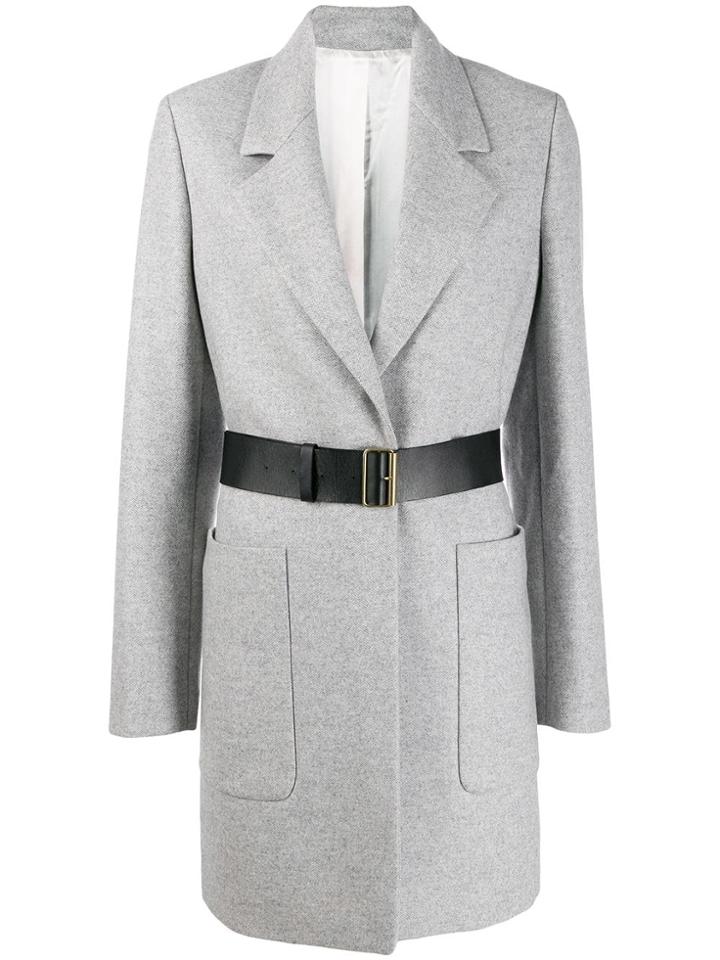 Joseph Belted Single-breasted Coat - Grey