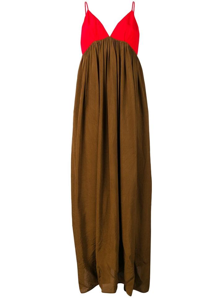 Uma Wang Two Tone Maxi Dress - Brown