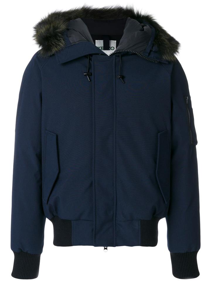 Kenzo - Hooded Jacket - Men - Feather Down/polyester/racoon Fur/duck Feathers - S, Blue, Feather Down/polyester/racoon Fur/duck Feathers