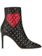 Valentino Garavani Red(v) Heart Print Boots - Black