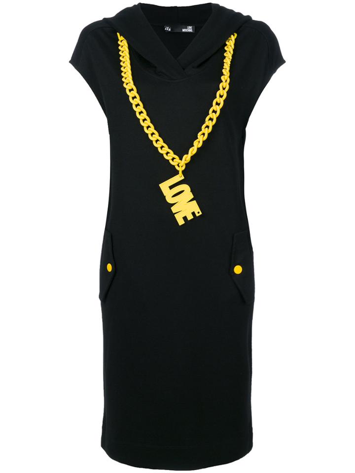 Love Moschino Hooded Chain Dress - Black