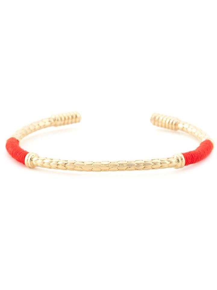 Aurelie Bidermann Soho Bangle, Women's, Metallic, Gold Plated Brass/cotton