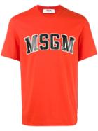 Msgm Logo Print T-shirt, Men's, Size: Xs, Red, Cotton