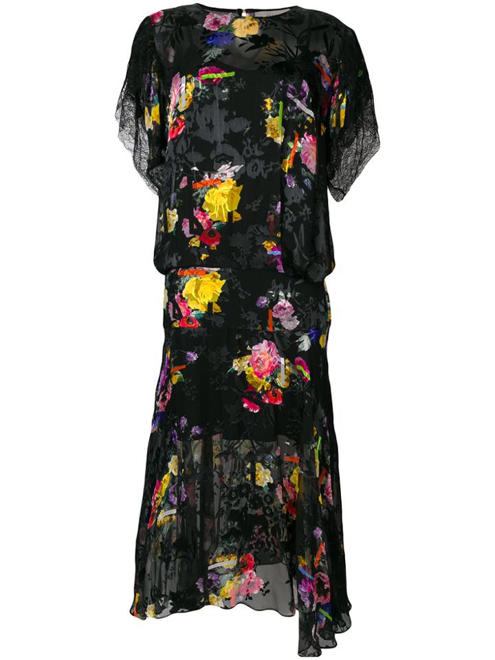 Preen By Thornton Bregazzi Leonora Floral Midi Dress - Black