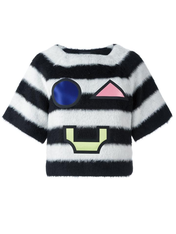Emporio Armani Striped Patch Jumper, Women's, Size: 44, Black, Acrylic/polyamide/mohair
