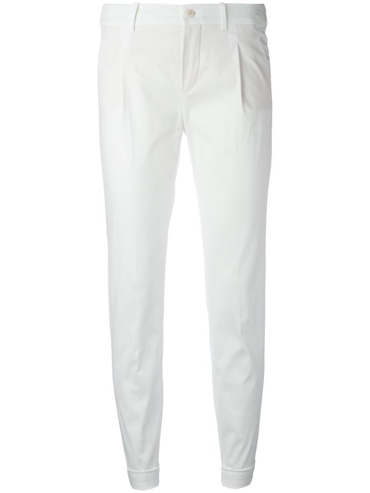 Loro Piana Flap Pocket Trousers, Women's, Size: 42, White, Cotton/spandex/elastane