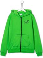 Cp Company Kids Logo Zip Hoodie - Green