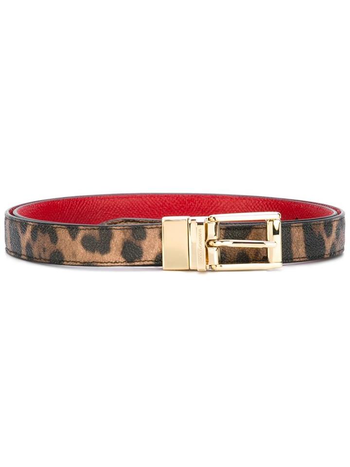 Dolce & Gabbana Leopard Print Belt, Women's, Size: 75, Brown, Leather