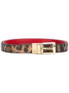 Dolce & Gabbana Leopard Print Belt, Women's, Size: 75, Brown, Leather