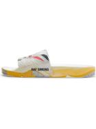 Adidas White And Multicoloured X Raf Adilette Rubber Slides