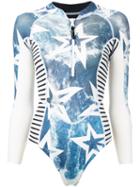 Perfect Moment - Aop Neo Spring Suit Wild Ocean - Women - Neoprene/nylon/polyester - M, Blue, Neoprene/nylon/polyester