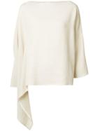 Dusan Asymmetric Poncho Top, White, Linen/flax
