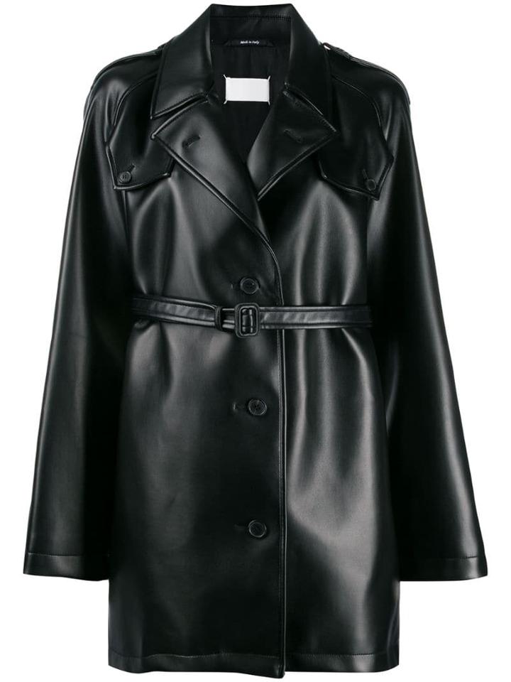 Maison Margiela Belted Faux Leather Jacket - Black