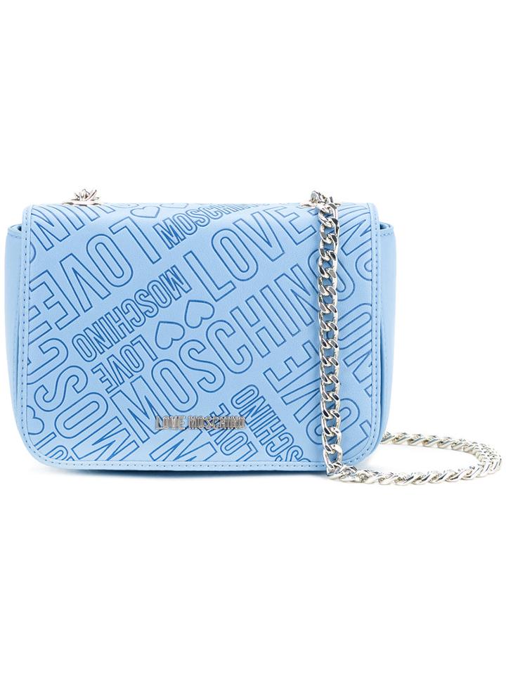 Love Moschino - Logo Embossed Crossbody Bag - Women - Polyurethane - One Size, Women's, Blue, Polyurethane