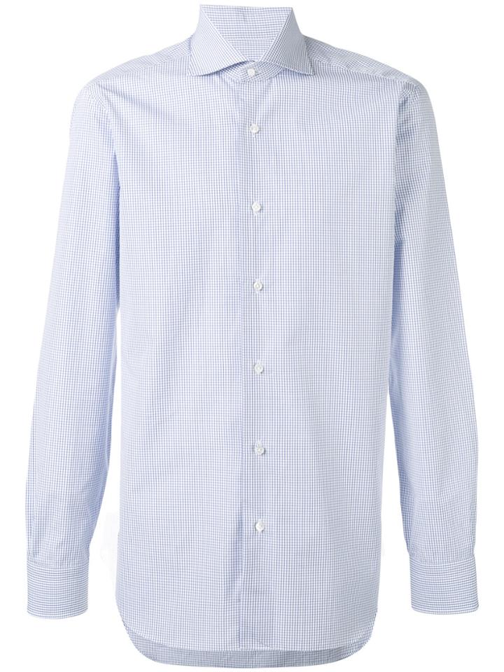 Barba Checked Classic Shirt - Blue