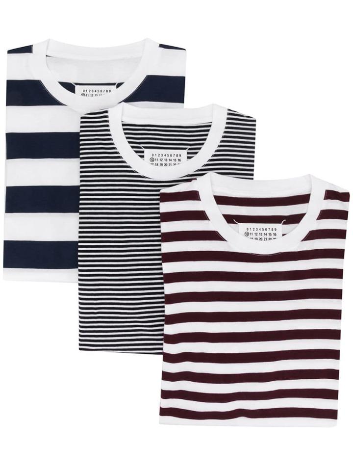 Maison Margiela Striped Short-sleeve T-shirt - White