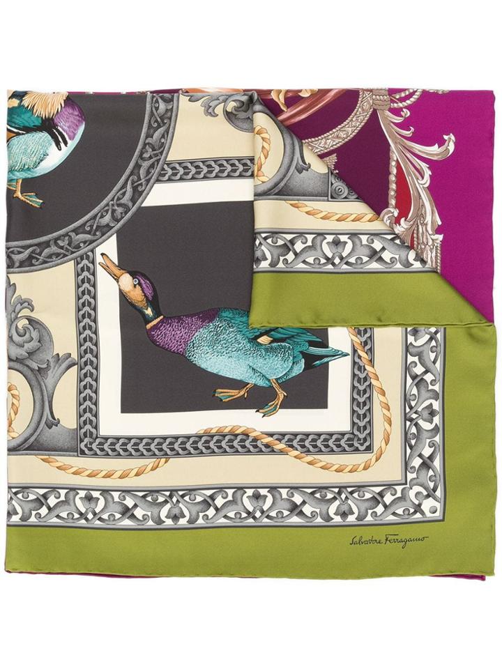 Salvatore Ferragamo Duck Print Scarf - Purple
