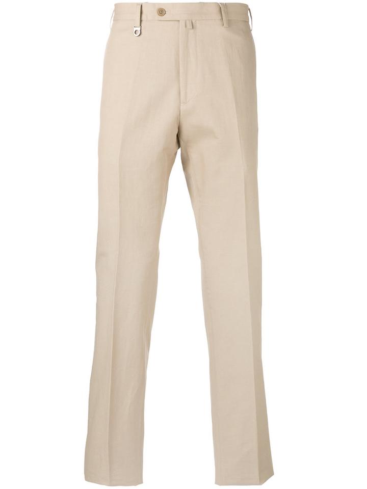 Salvatore Ferragamo Classic Fit Chino Trousers, Men's, Size: 50, Nude/neutrals, Cotton/linen/flax