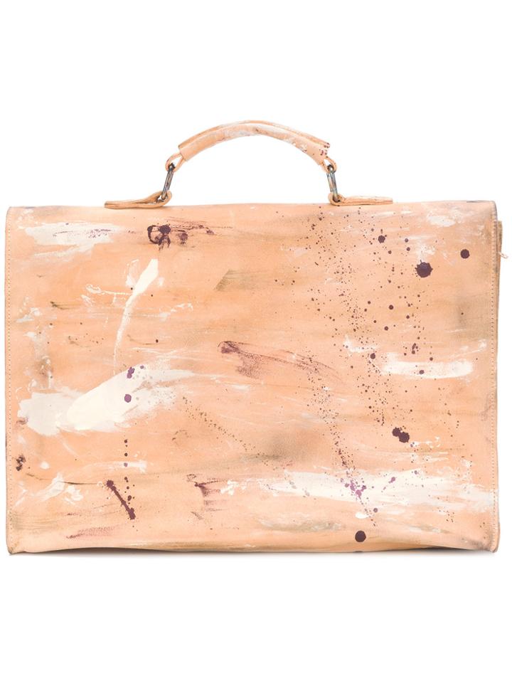 Cherevichkiotvichki Paint Splattered Briefcase - Nude & Neutrals
