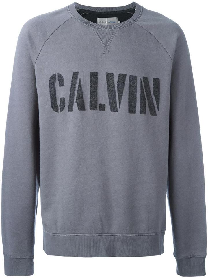 Calvin Klein Jeans Logo Print Sweatshirt, Men's, Size: Xl, Grey, Cotton/polyester
