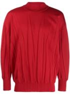 Issey Miyake Pre-owned High Neck Pleated Top - Red