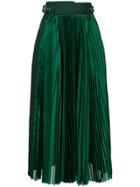 Sacai Micro Pleated Midi Skirt - Green