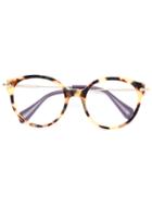 Miu Miu Eyewear Oversized Round Glasses, Brown, Acetate/metal