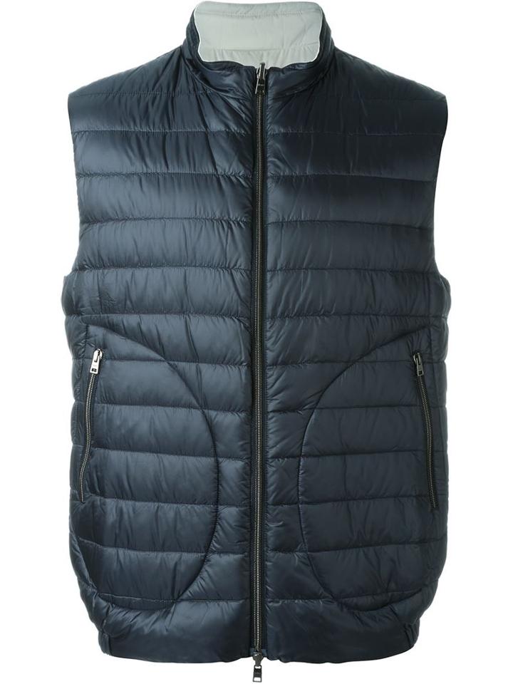 Herno Reversible Padded Gilet, Men's, Size: 52, Blue, Feather Down/polyamide/polyurethane