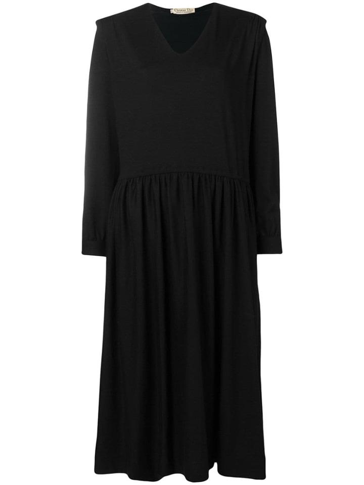 Christian Dior Vintage 1970's Gathered Dress - Black