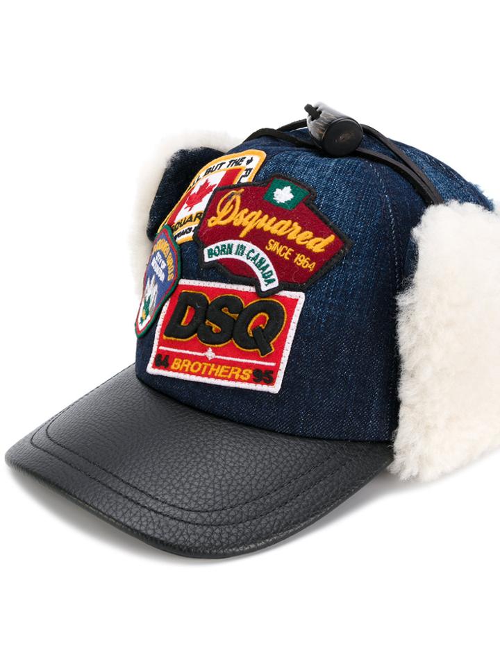 Dsquared2 Shearling Patch Baseball Cap - Multicolour